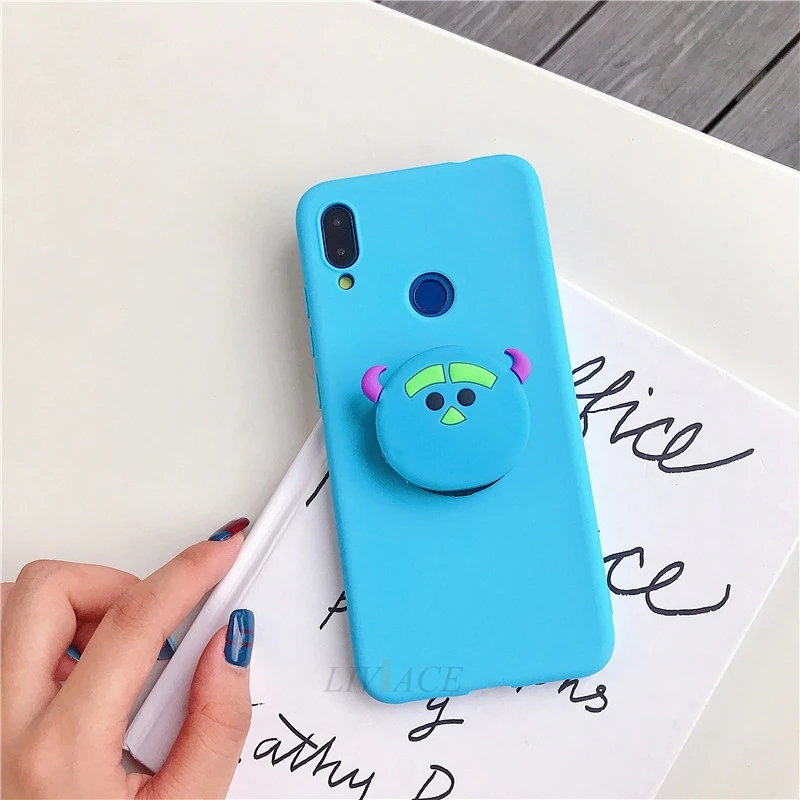 3D силиконовый чехол для мобильного телефона с изображением персонажа мультфильмов держатель чехол для samsung galaxy m30s m40 m30 m20 m10 a30s a50s a20s a10s a20e a10e милый чехол-подставка - Цвет: blue case maoguai