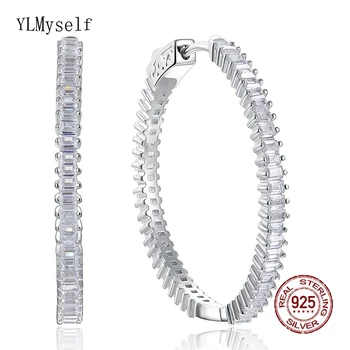 

33 mm Diameter Luxury Real 925 Silver Hoop Earrings Jewelry Top Quality Craftsmanship High Quality Sterling Silver Round Earring