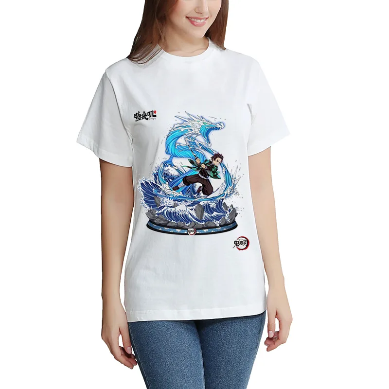 Kimetsu No Yaiba T-shirt Short Sleeve Men's And  Women's Tees Tops Kids Demon Slayer Oversized T Shirt DIY Photo Log Customized