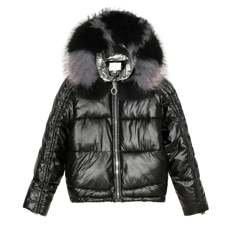 Женская парка, пальто, свободная зимняя теплая Толстая Женская куртка, парка, однотонная Меховая куртка с капюшоном - Цвет: Black