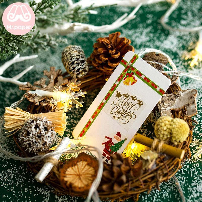 Г-н Бумага 10 шт./компл. Merry Christmas-портмоне с золотым тиснением лента Washi Санта Клаус оленей клейкой ленты с выпуском Бумага легко рвется