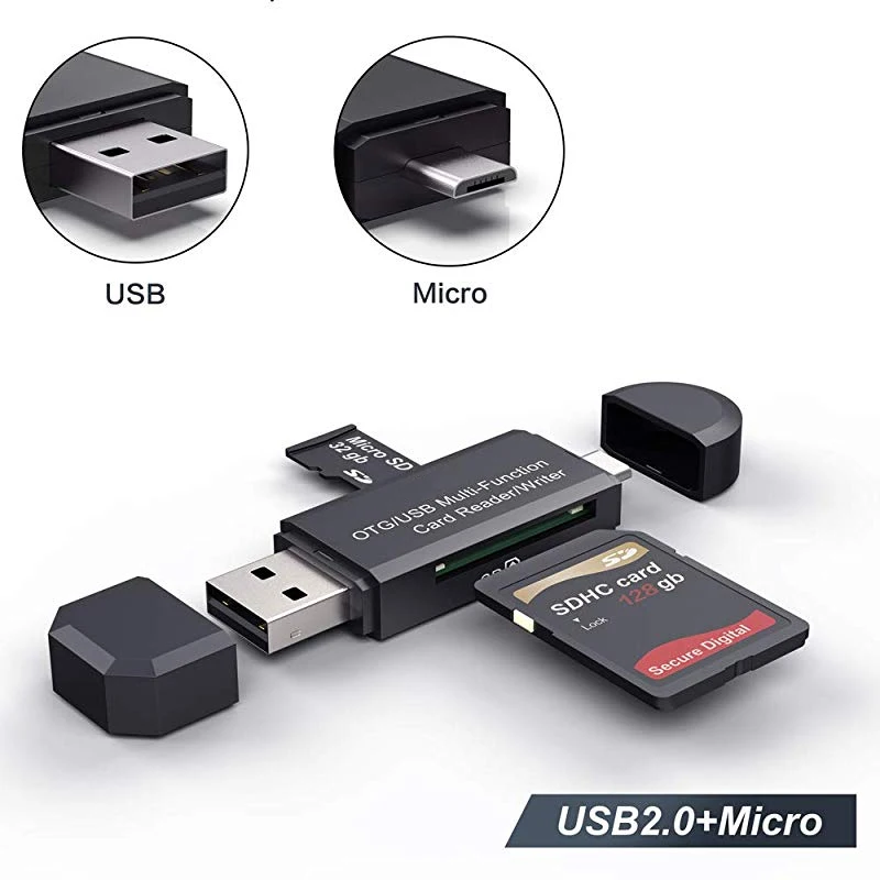 Устройство для чтения карт памяти SD USB C устройство для чтения карт 3 в 1 USB 2,0 TF/Mirco SD устройство для чтения смарт-карт памяти Тип C OTG флэш-накопитель кардридер адаптер - Цвет: Mirco USB