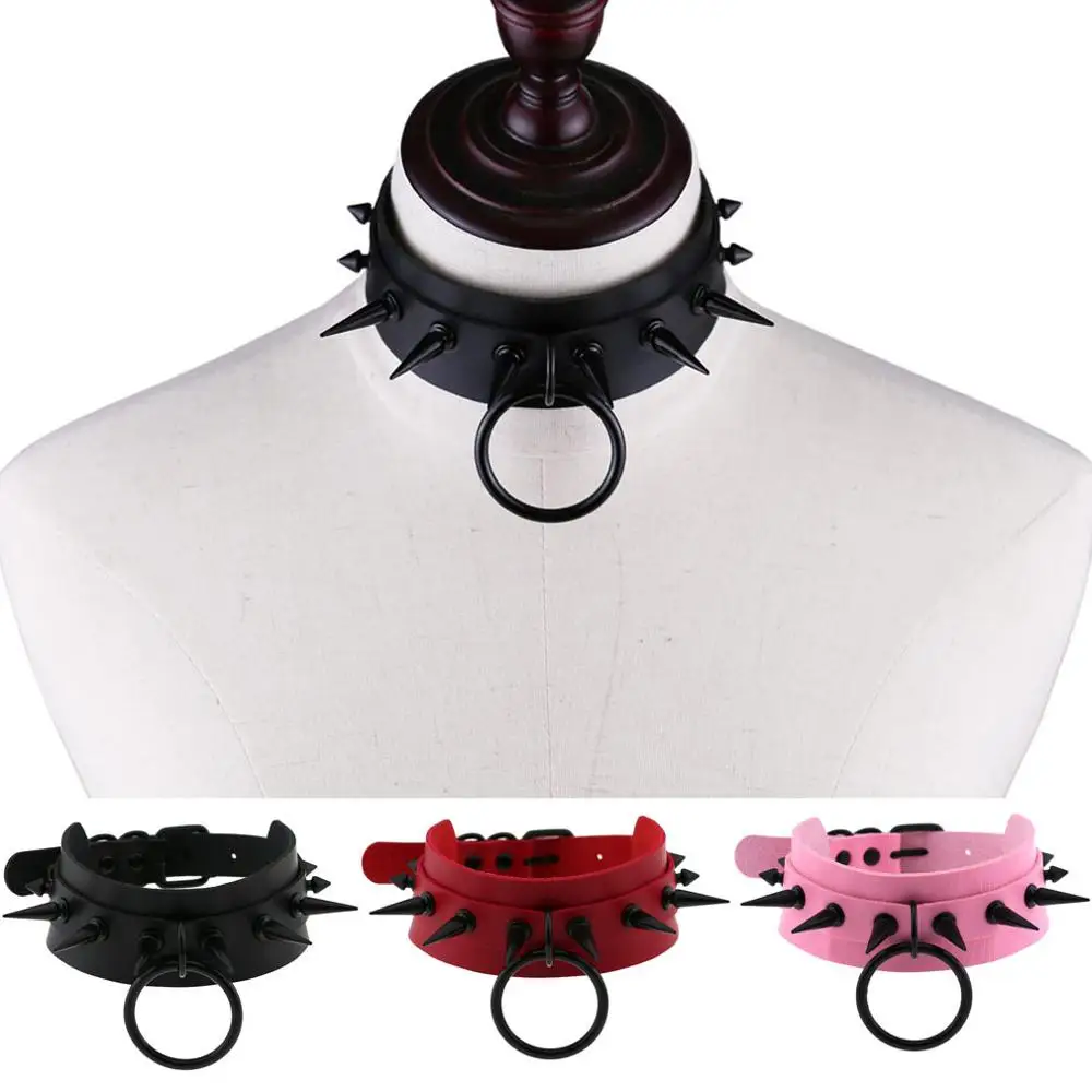 Женское и мужское ожерелье KMVEXO готическое из искусственной кожи с заклепками в