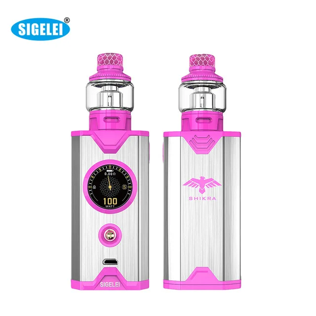 Pink Stainless Распродажа Sigelei Shikra Комплект 200 Вт сетчатая катушка питание от dual 18650 Топ заполнение стиль электронная сигарета Vape Комплект для vape танк - Цвет: Pink Stainless