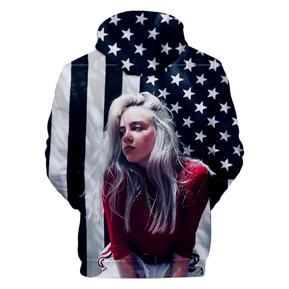 New Print American singer Billie Eilish 3D Hoodies Women Men Sweatshirt Harajuku children pullovers 3D Billie Eilish Girls Hoody