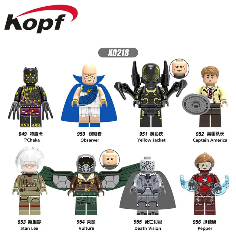 

X0218 Super Heroes Single Sale Infinity War Death Vision Pepper T'Chaka Observer Yellow Jacket Building Blocks For Kids Toy Gift
