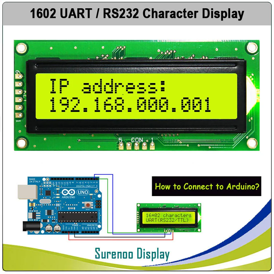 КМОП UART RS232 Серия 1602 162 16х2 символ ЖК модуль дисплей LCM для Arduino поддержка