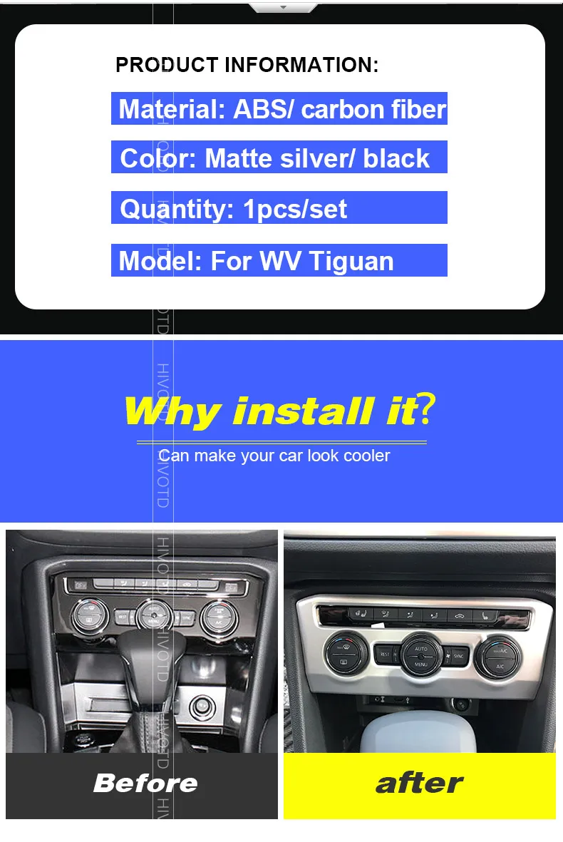 Hivotd для Volkswagen VW Tiguan MK2 авто аксессуары для автомобиля кондиционер кнопки переключения крышка отделка интерьера ABS хром