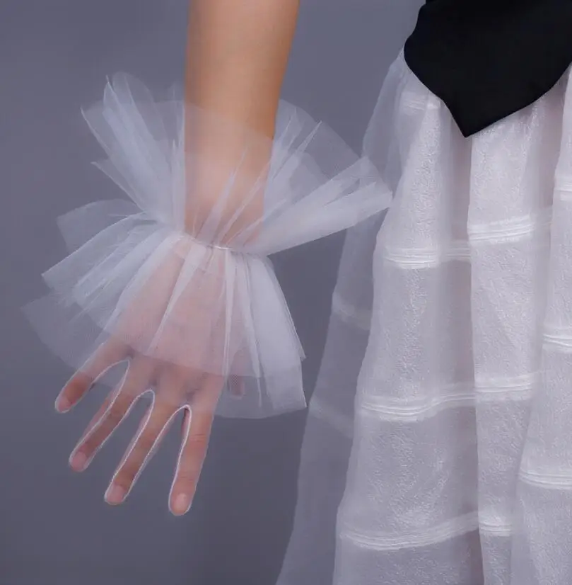 Women's elegant white color sexy transparent mesh glove female spring summer sunscreen glove R2117