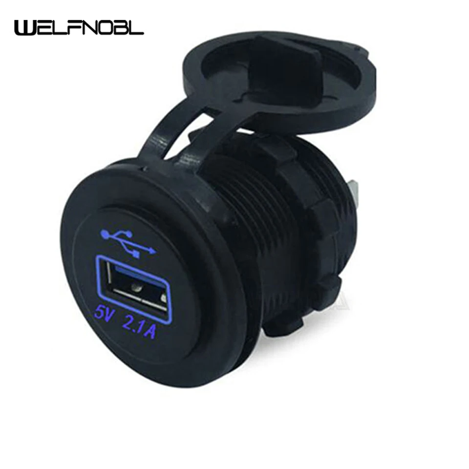 

5V 2.1A Waterproof Ports USB Charger Socket Adapter Power Outlet with Voltage Display for 12-24V Car Boat Motorcy