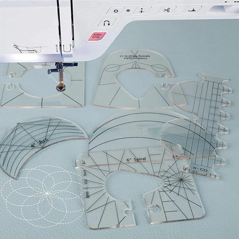 

6pcs Free Motion Quilting Ruler Template Sample Set Sewing Machine Quilter's Ruler Patchwork Rulers Sewing Stencil Tool