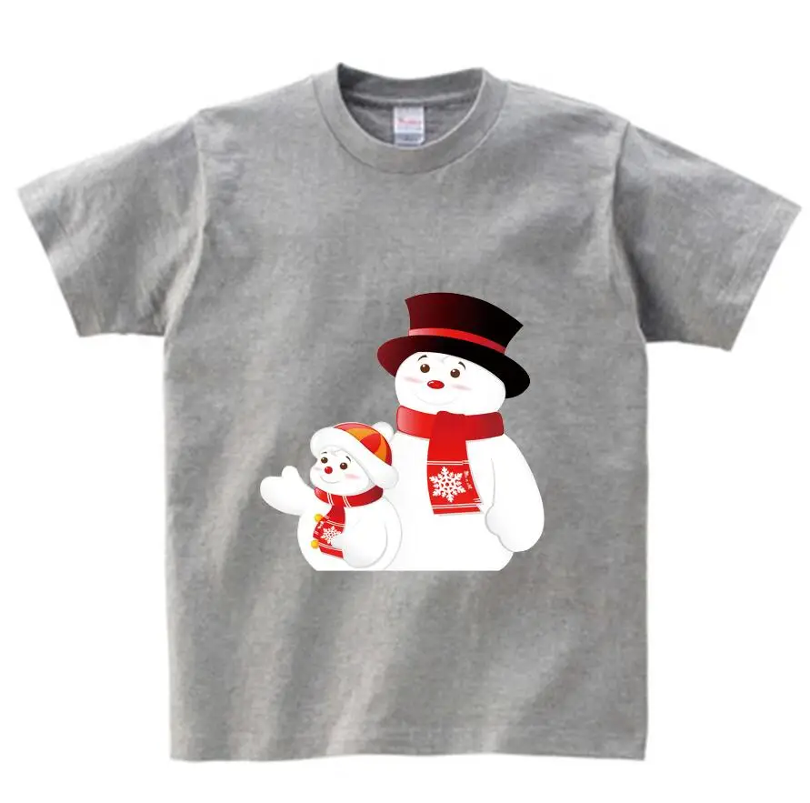 Веселый Рождественский Рисунок снеговика, Детская футболка летние топы с короткими рукавами для маленьких девочек, повседневная забавная футболка для мальчиков Одежда для мальчиков NN - Цвет: gray childreT-shirt