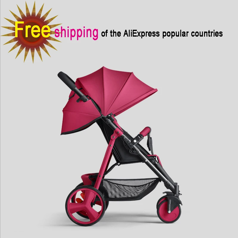 

Baby stroller can sit reclining folding shock absorber four wheel push cart multicolor choice free shipping