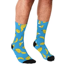 

2021 Funny Men's socks Banana blue Print Pattern Printed hip hop Men Happy Socks cute boys street style Crazy Socks for men