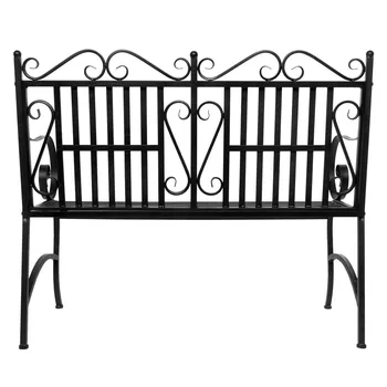 

2-Seater Outdoor Chair Foldable Outdoor Patio Garden Bench Porch Chair Seat with Steel Frame Solid Construction Retro Decoration