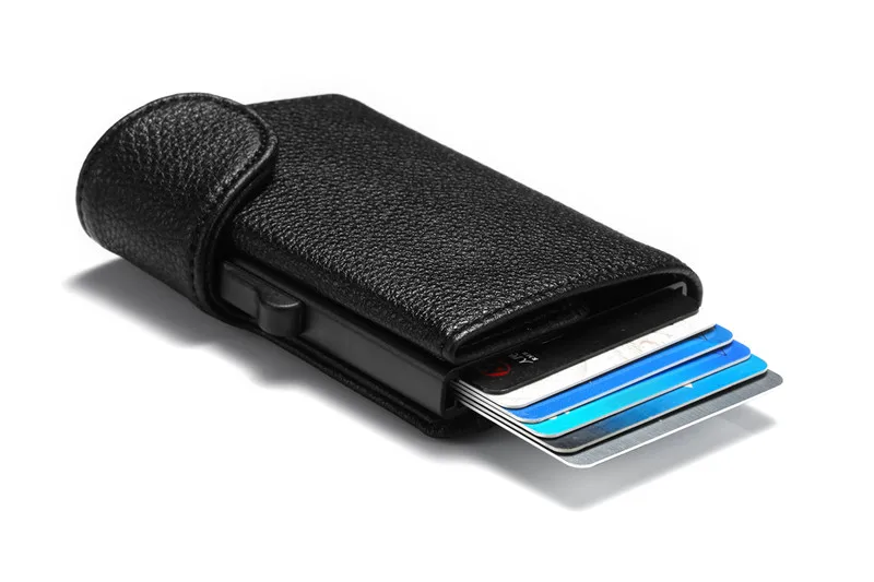 BISI GORO смарт-кошелек RFID одна безопасная коробка держатель для кредитных карт винтажная PU кожа мягкая мужская и женская открытка-раскладушка кошелек