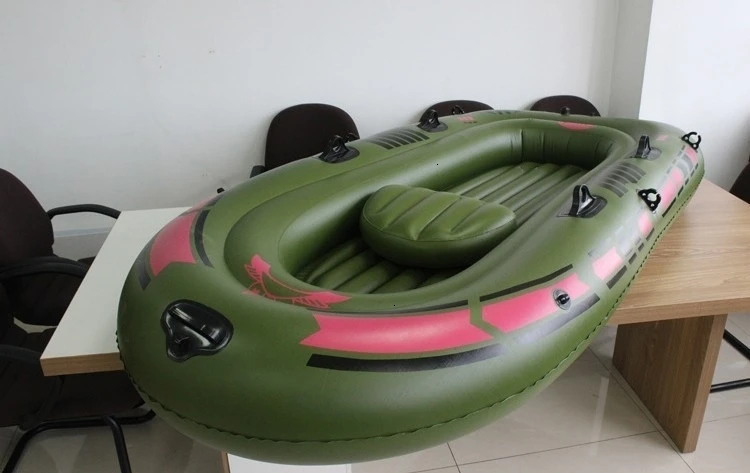 Надувная гребная лодка с подшипником для 2-3 человек, 250 кг, прочная ПВХ резиновая рыболовная лодка, набор 230x137 см с веслами, Комплект подушек для сиденья насоса
