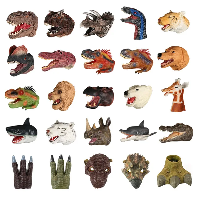 Soft Vinyl Rubber Animal Head Hand Puppet Figure Toys Gloves Model Gift Dinosaur Hand Puppet Toys For Halloween Toys 1