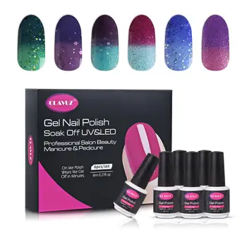 

CLAVUZ 6 Pieces/lot Gel Nail Polish Kit Temperature Color-changing Gel UV LED Thermal Chameleon Gel Varnish Manicure Gift Box