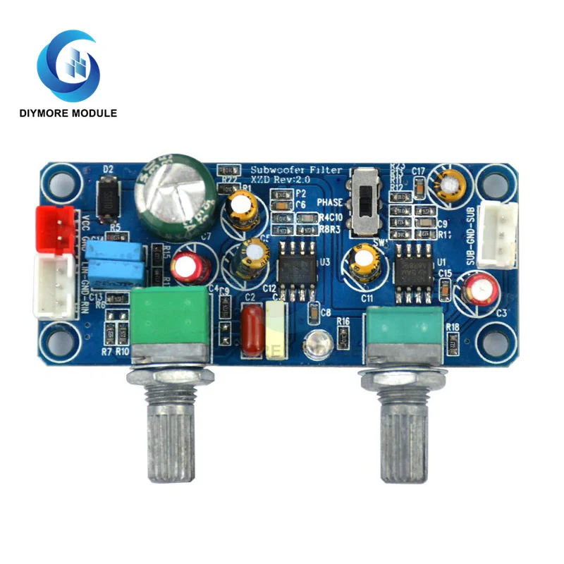 Low Pass Filter Bass Subwoofer Pre-AMP Amplifier Board DC 9-32V Mono/Dual Channel Preamplifier with Bass Volume Adjustment