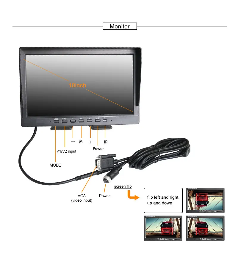 10.1inch IPS Car Monitor 4G GPS 8CH SD Car Mobile Dvr Recorder 6Pcs Waterproof Rear View Backup Camera Kits - Image 3