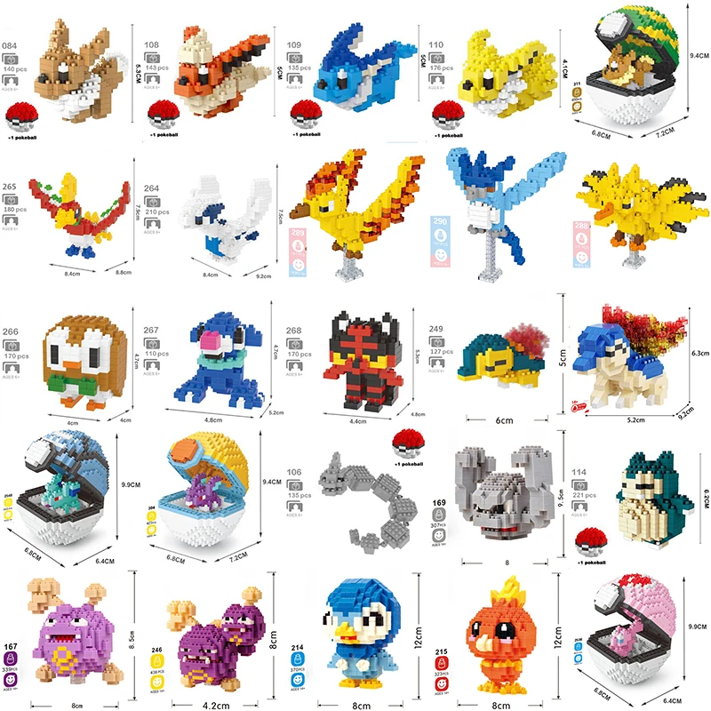 

Diamond Blocks famous Anime Cartoon Pocket Animal fire mouse fox Phoenix rock snake penguin Cat egg DIY Mini Building Toy no box
