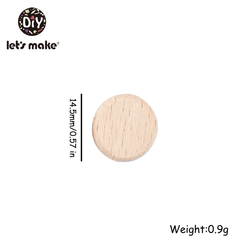 01 Let'S Make, 100 шт, ручная работа, детский прорезыватель, деревянные бусины, бук, глубокий цвет, Круглый диск, прорезыватель, бусина для кормления, ожерелье, детский Прорезыватель - Цвет: 01