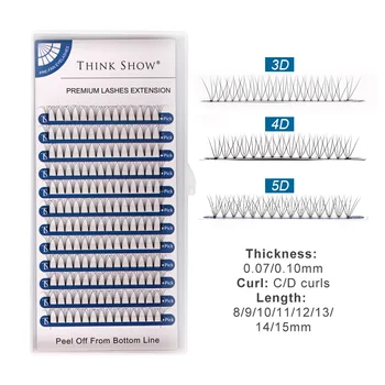 

THINKSHOW Russian Volume Eyelash Extension Bundles Individual Bloom Cilia Cluster Beams Short Stem Pre-made Fans Lash 3D 4D 5D
