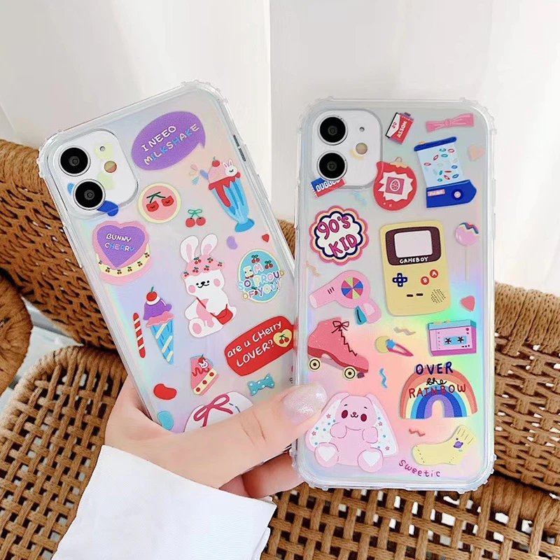 Противоударный чехол для телефона с милым кроликом и медведем iphone 12 11 Pro X XS Max XR