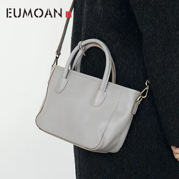 

EUMOAN Literary leather handbag, head-layer soft leather one-shoulder bag, simple slanted women's bag