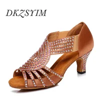 DKZSYIM Rhinestone Latin Dance Shoes Women/Ladies Ballroom Salsa Dancing Shoes Soft Soles Party/Wedding Dance Sandals High Heels 1
