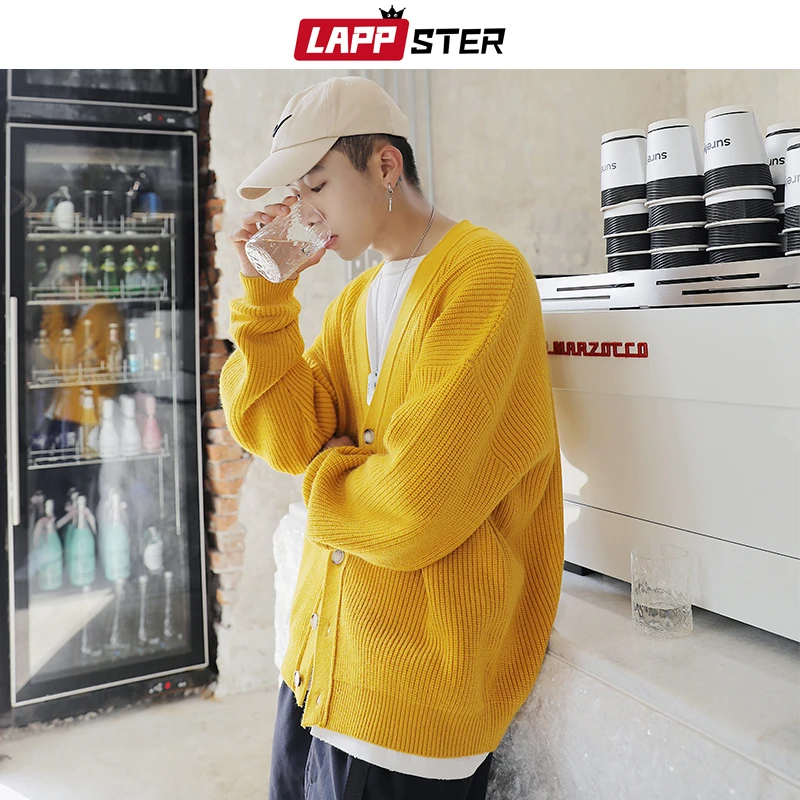 LAPPSTER мужской кардиган Kpop одежда мужские свитера Harajuku Ulzzang Повседневный винтажный зимний свитер с длинным рукавом одежда в стиле хип-хоп