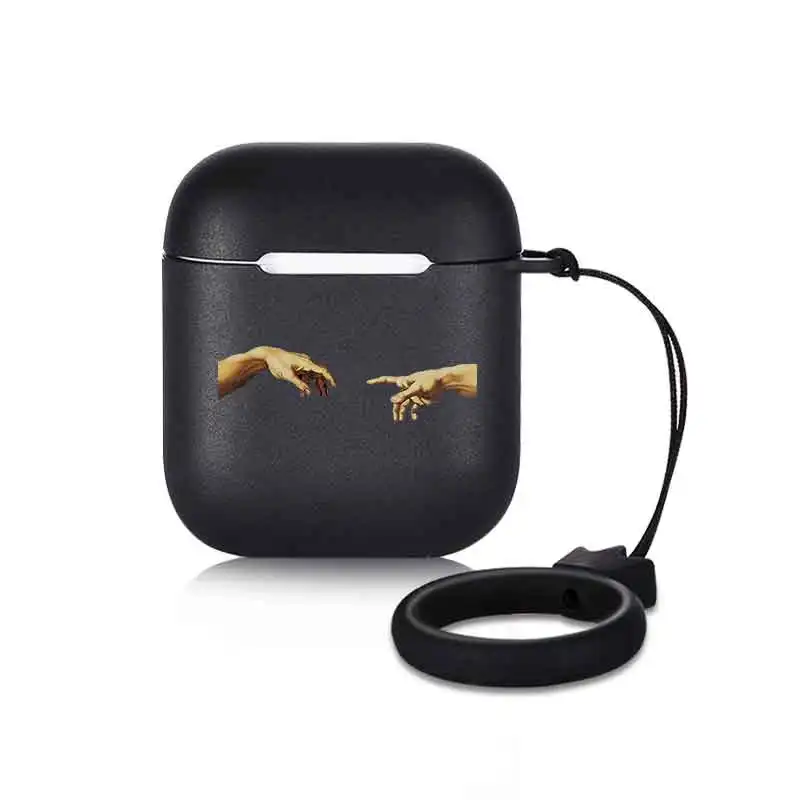 RBEI001I201473 Черный чехол для наушников для Airpods 1 2 чехол с ремешком в виде короны чехол с рисунком матовый чехол для наушников Аксессуары статуя - Цвет: RBEI001I201473