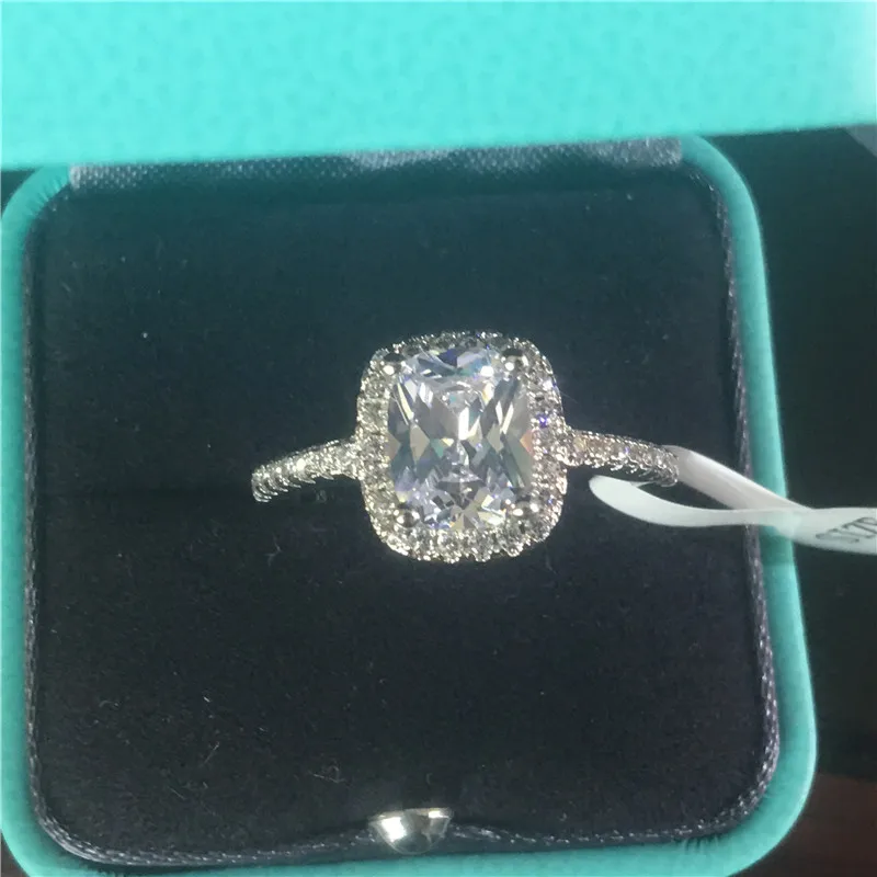 Silver Choucong полночная династия кольцо 925 пробы Серебряная Подушка огранка 3ct AAAAA cz Promise обручальное кольцо кольца для женщин вечерние ювелирные изделия - Цвет основного камня: Silver