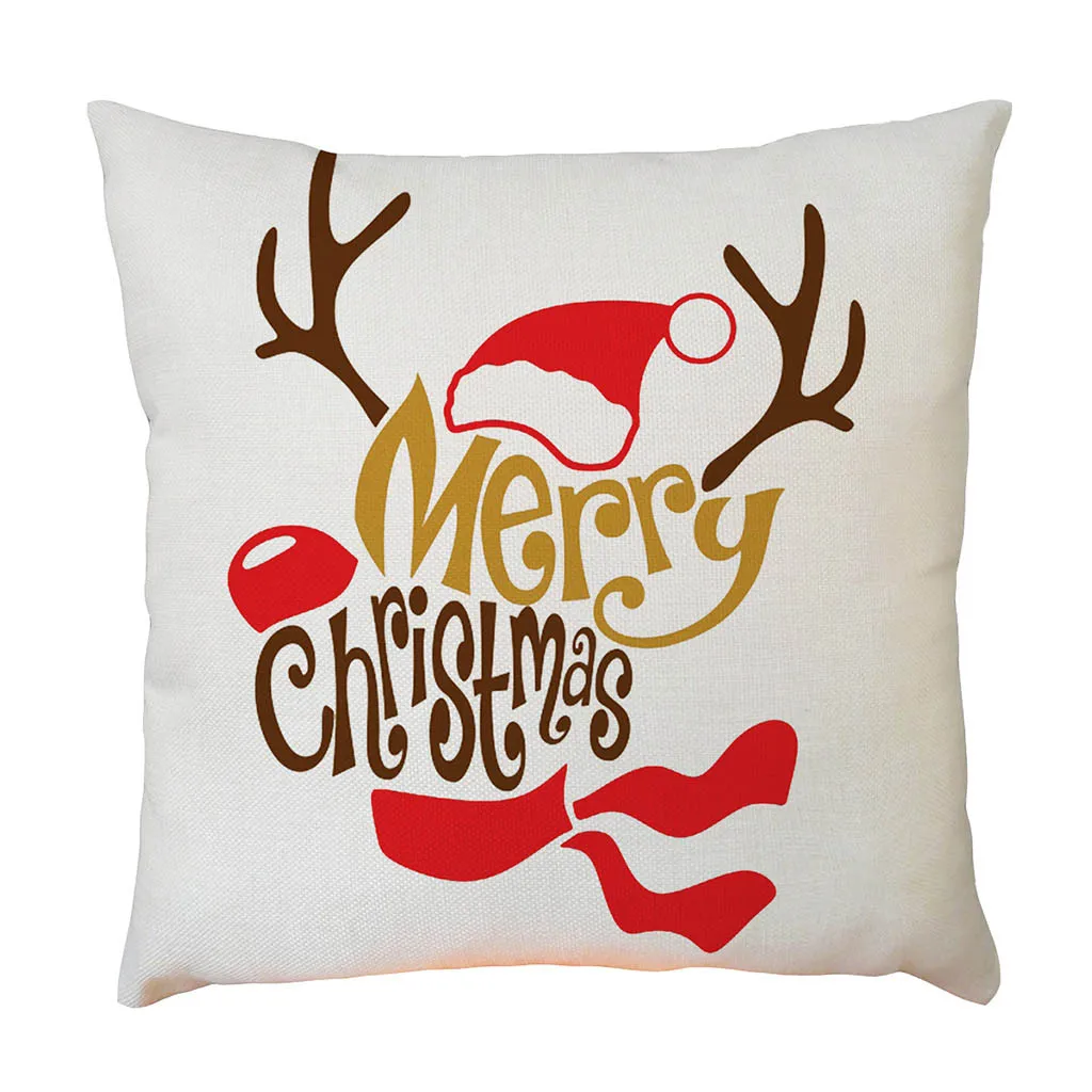 Льняная наволочка с рождественским принтом Санта-Клауса и снеговика, набор подушек для дивана, домашний декор, наволочка для подушки, декоративная наволочка, 18x18In