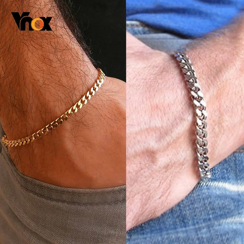 Vnox Mens Simple 3-11mm Stainless Steel Curb Cuban Link Chain Bracelets for Women Unisex