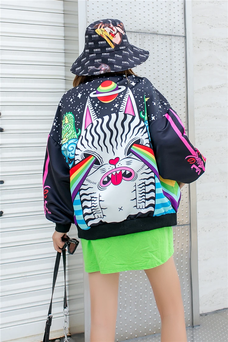 Куртка в стиле хип-хоп, женская уличная куртка Harajuku, пальто, женская Повседневная модная бейсбольная куртка с принтом в стиле панк, верхняя одежда jaqueta SL208