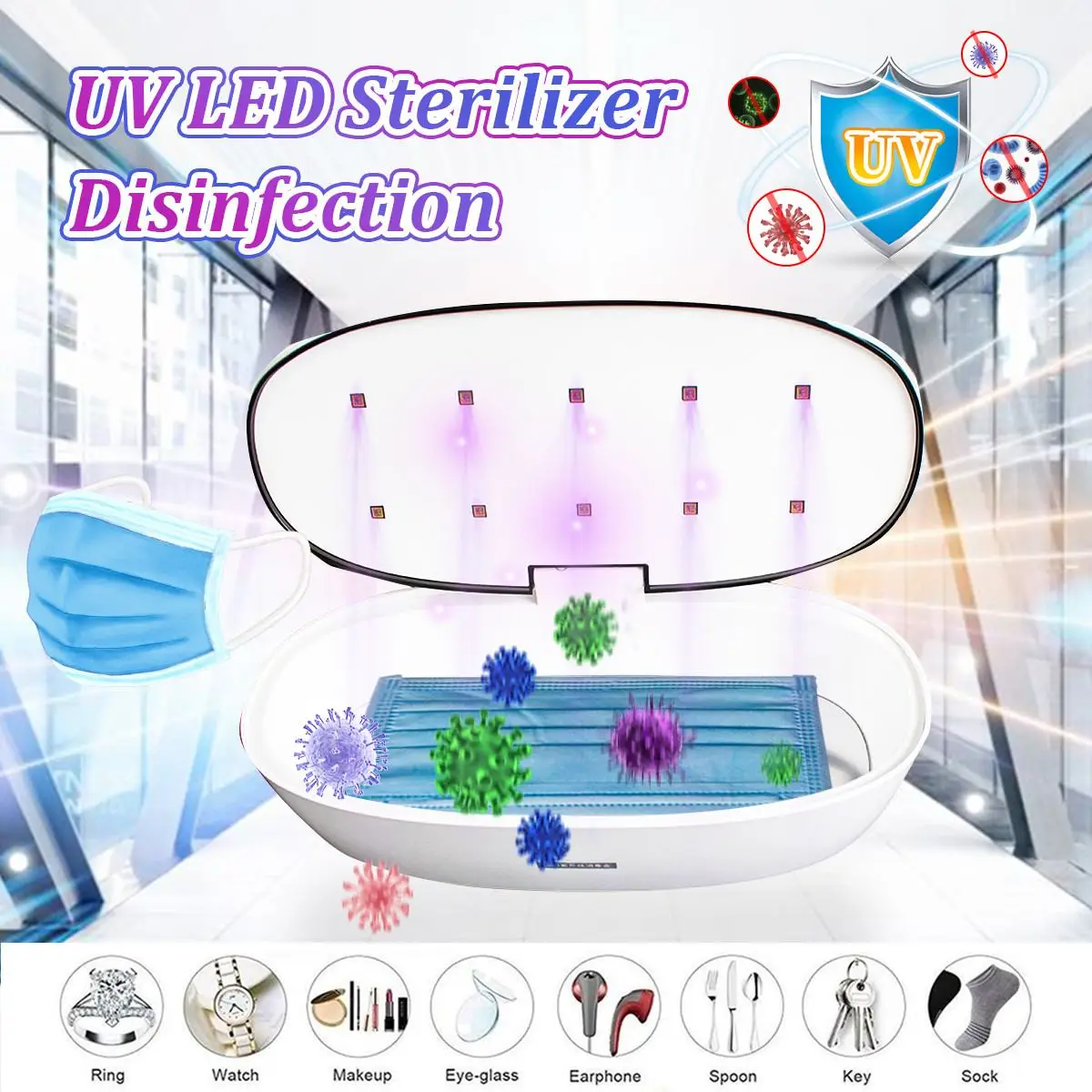 

LED UV Sterilizer for Manicure Instruments Disinfection Toothbrush Sterilizer Storage Box Household Cleaning Appliances