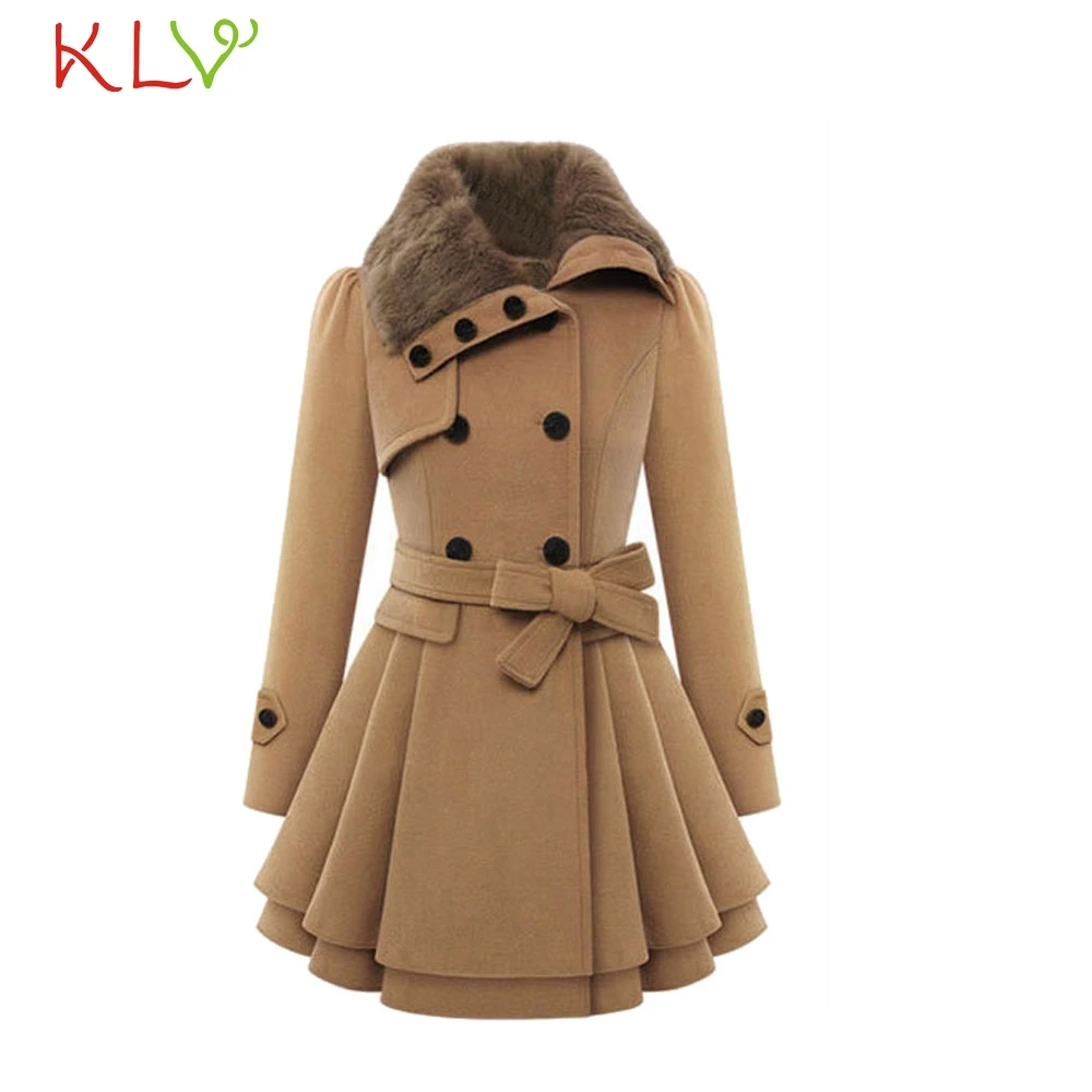 Женская куртка, Шерстяная Смесь, меховой воротник, Элегантное зимнее пальто, повседневное, на пуговицах, теплая Длинная ветровка, верхняя одежда, одежда размера плюс, 5XL, 19Oct