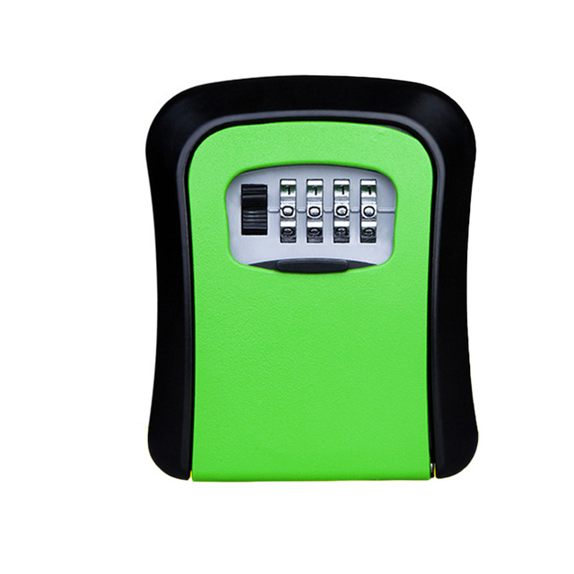 Lock Box Wall Mounted Zinc Alloy Key Safe Box Weatherproof 4 Digit Combination Key Storage Lock Box Indoor Outdoor