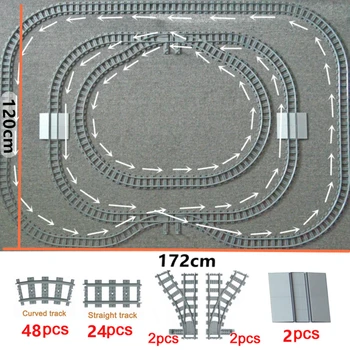 

City Train Tracks Accessory Straight Curved Cross Flexible Rail Building Block Brick trein railways Tracks Compatible All Brands