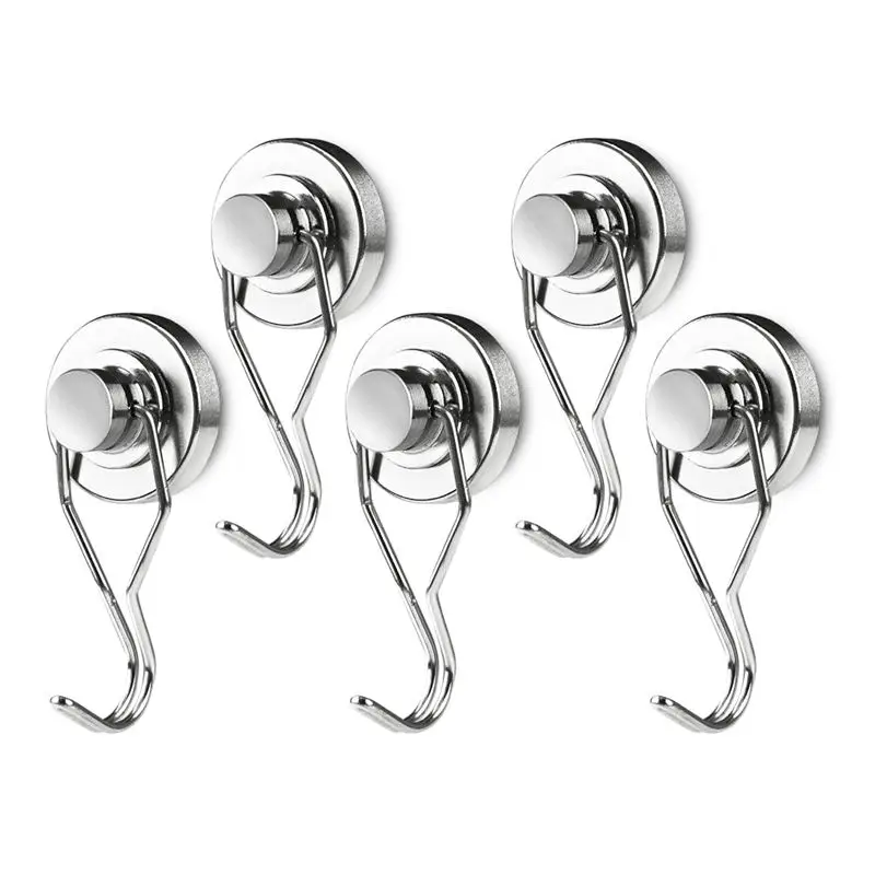 

ABUI-Magnetic Hooks,66Lb Rotatable Swing Swivel Heavy Duty Neodymium Rare Earth Magnet Hook perfect For Indoor/Outdoor Hanging(S