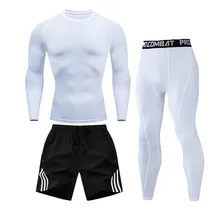 Мужское термобелье с длинным рукавом для фитнеса, компрессионное эластичное быстросохнущее дышащее мужское термобелье 4XL