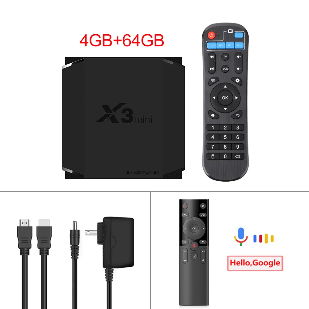 VONTAR X3mini 8K 4GB 64GB 32GB Amlogic S905X3 Smart tv BOX Android 9,0 Dual Wifi BT 4K 1080p Youtube Netflix X3 mini телеприставка - Цвет: 4GB 64GB H17 RC