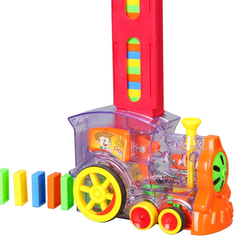 

ino Train Toy Set Rally Electric Train Model with 60 Pcs Colorful ino Building Blocks Car Truck Vehicle Stacking