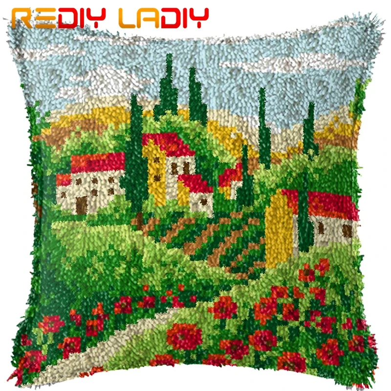 Крюк с защелкой подушки кантри цветы предварительно холщовые распечатанные на