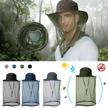 

Protective Outdoor Mosquito Head Net Hat UPF 50+ Men Sun Hat with Mesh Face Mask Protection Beekeeping Cap