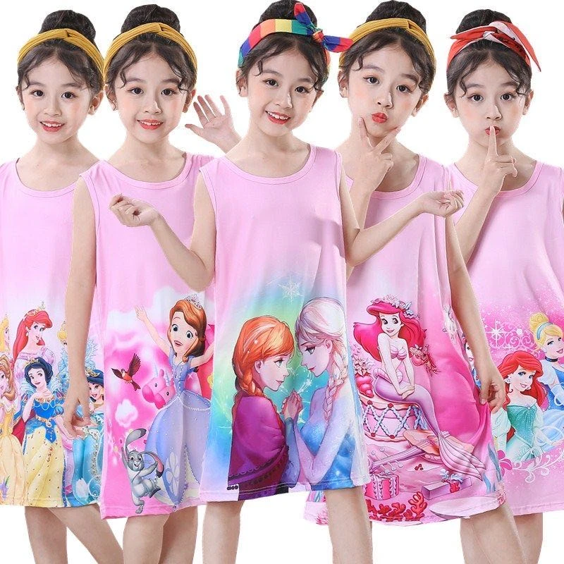 Pijama Infantil De Frozen Anna Elsa Olaf Camison Para Ninas Ropa De Verano Camison De Caricaturas Pijama Sin Mangas Vestidos Aliexpress