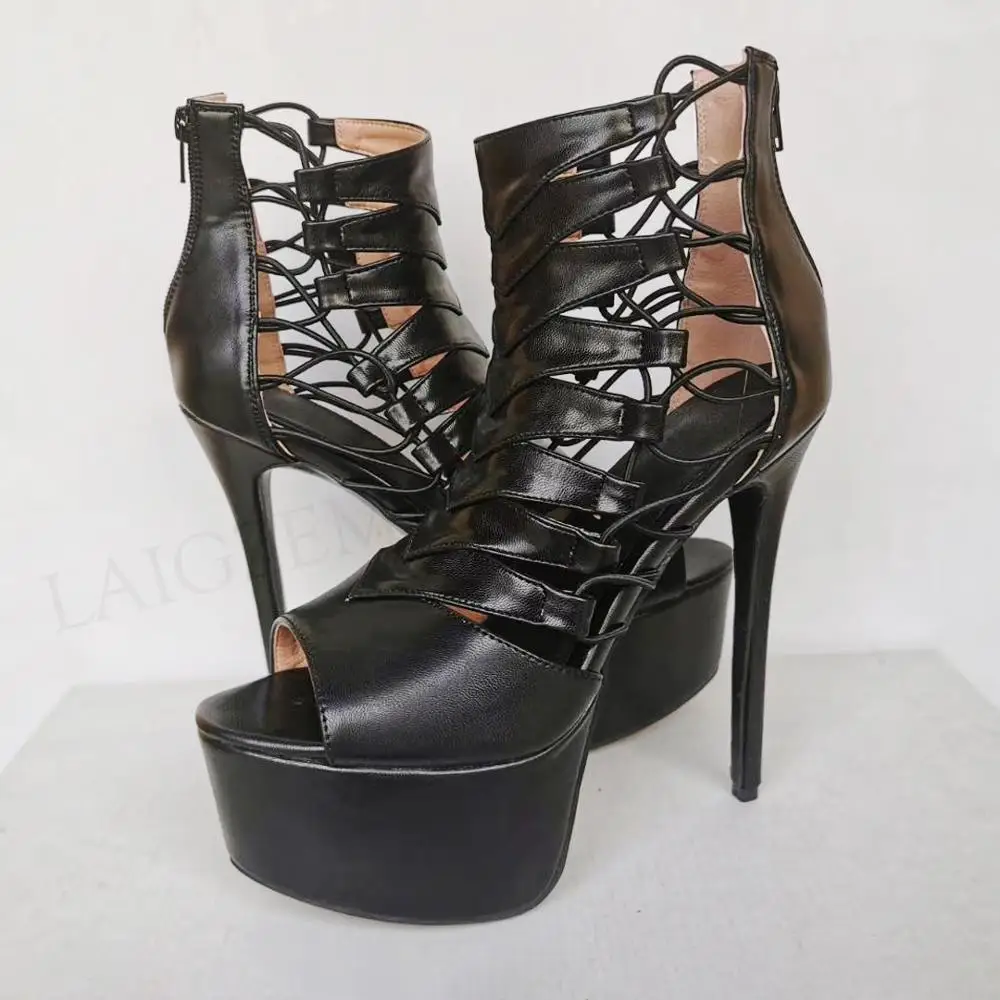 

BERZIMER FASHION Women Platform Sandals High Heels Stiletto Zapatos 2020 Back Zip Pumps Ladies Shoes Woman Big Size 44 45 50 52