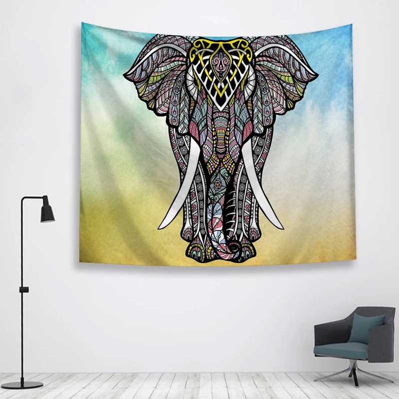 Акварель Слон стены Ttapestry висячие украшения богемный пляж коврик дом Декор общежития МАНДАЛА ГОБЕЛЕН колдовство хиппи - Цвет: 1-10